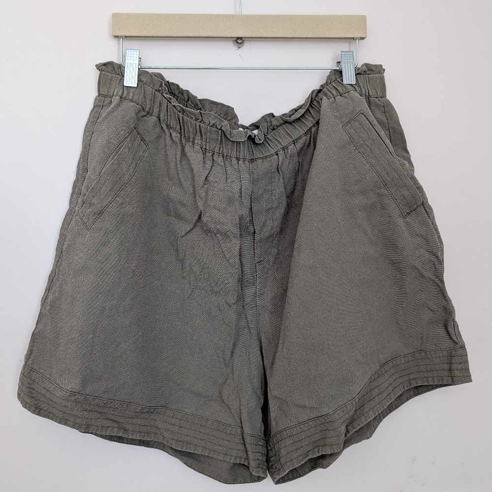 Green shorts with paper bag waist